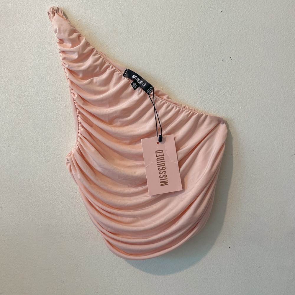 Misguided Ruched One Shoulder Crop Top